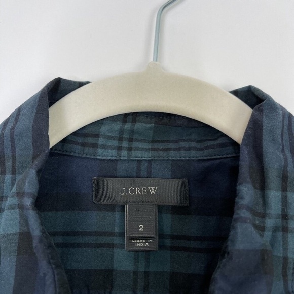 J. Crew Plaid Chevron Beaded Pocket Half Button Shirt 2 - Picture 6 of 7